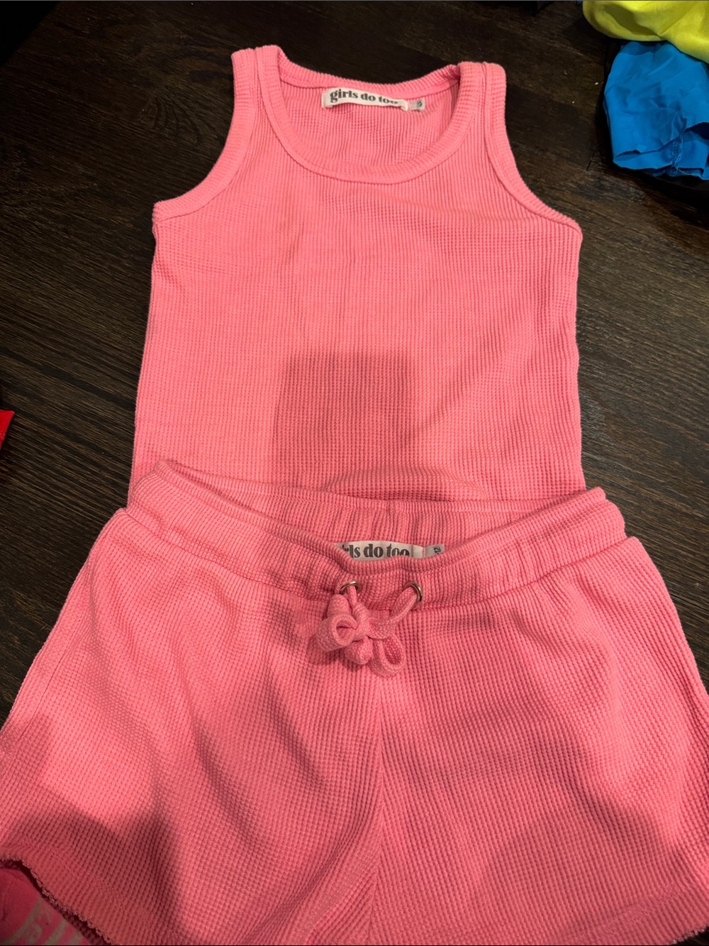 Girls' Pink Ribbed Tank & Shorts Set